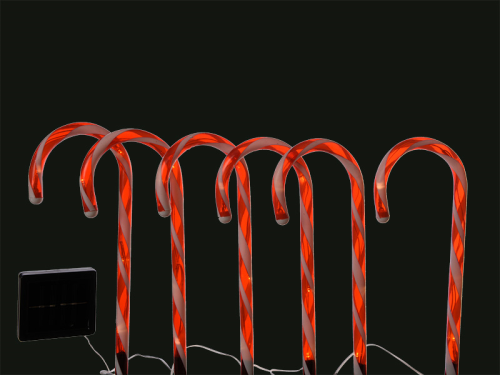 LED Solar Zuckerstangen, 6er Set, Höhe: 43cm - Breite: 10cm, 24 LEDs