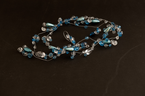 Dekorationskette Glas, blau metallic, 1,5m