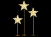 2D-Standmotive "Genval" Gold | Sterne 3er Set | 180 LEDs - davon 30 blinkend | 10W | 24V | H: 140,185 und 230cm | Sternendurchmesser: 70cm | warmweiß | inkl. Netzteil & Standfüße | IP44