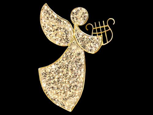 2D-Figur "Engel mit Harfe" Gold | BxH=145x200cm| LED warmweiß | 24V | 21W | inkl. Netzteil | IP44 |