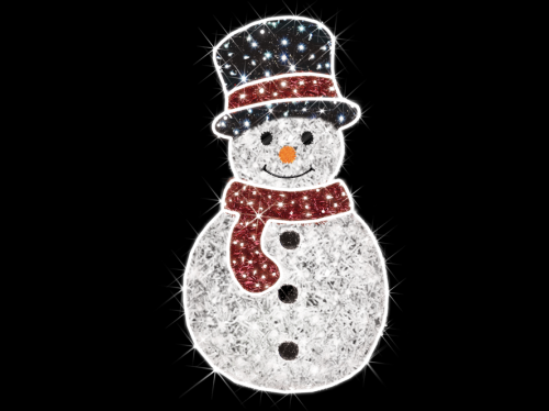 2D-Mastfigur Schneemann | LED kaltweiß | BxH:80x150cm | 24V inkl. Netzteil | 24W | IP44 |