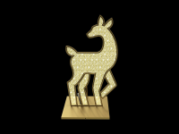 2D-Standmotive "Woodford Doe" Gold | Reh | 98 LEDs - davon 20 blinkend | 5W | 24V | Höhe: 125cm - Breite: 70cm | warmweiß | inkl.Netzteil & Standfuß | IP44