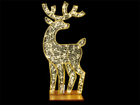 2D-Standmotive "Woodford Reindeer" Gold | Rentier | 217 LEDs - davon 44 blinkend | 10W | 24V | Höhe: 180cm - Breite: 80cm | warmweiß | inkl.Netzteil & Standfuß | IP44