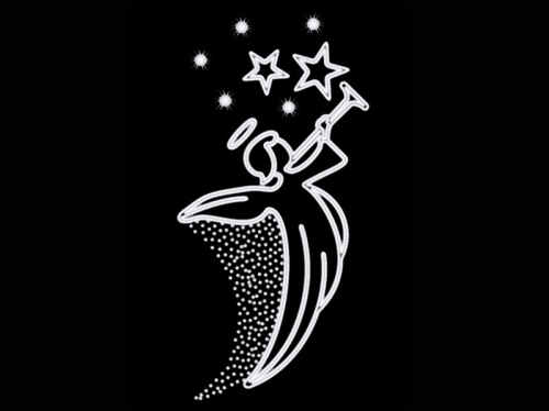 Engel mit Trompete und Sterne – sorgt für Weihnachtsstimmung – eisweiß