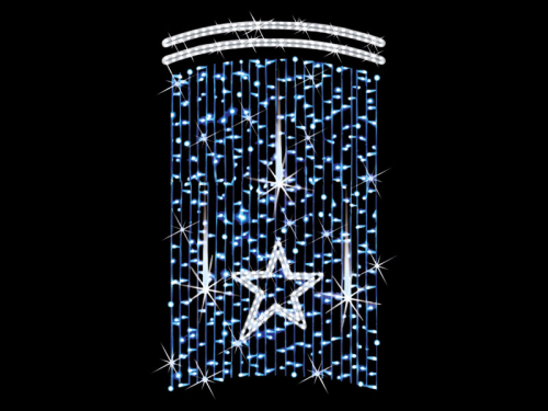 Schneevorhang mit Stern – mit Schneefall – Effekt